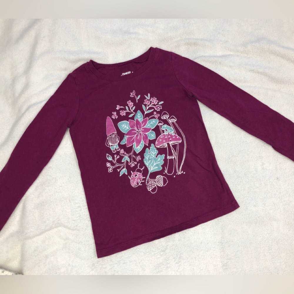 5 for $10 OshKosh B'gosh Like New Burgundy & Teal Long Sleeve Graphic Tee 5/5A